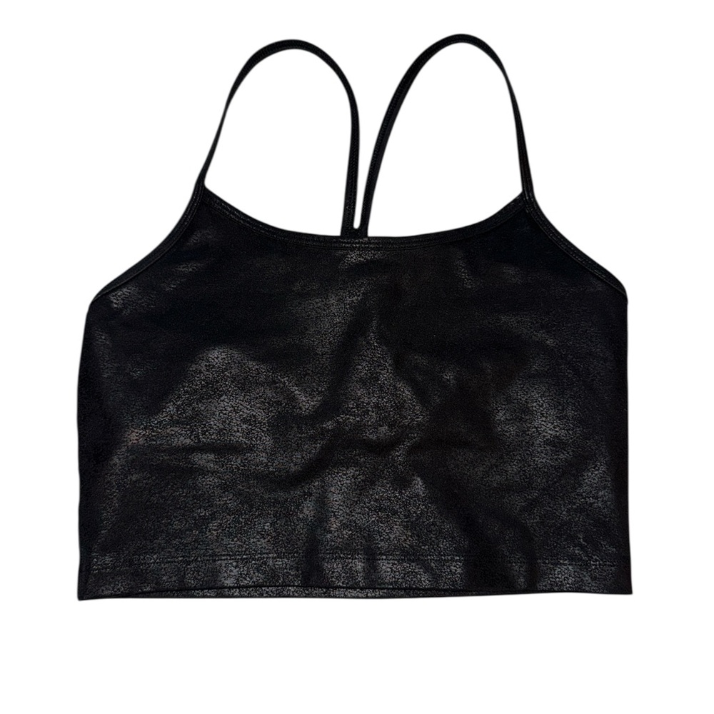 Aerie Black Faux Leather Crop Top